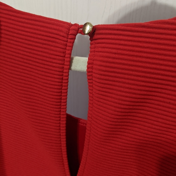 Red Ribbed Dress - Express - Picture 4 of 6